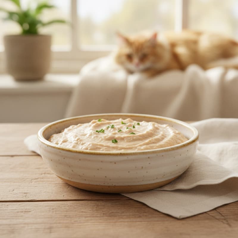 Bowl of wet cat food pate