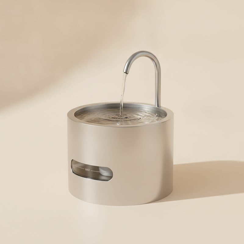 Stainless steel cat water fountain with running water
